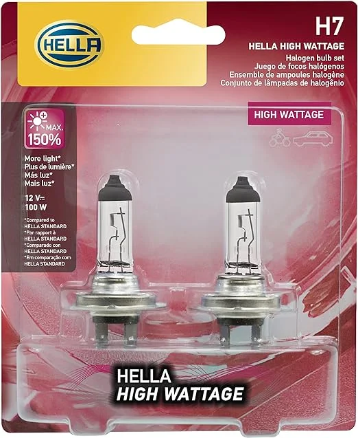 Hella H7 High Wattage Headlight Bulb: Excellent Illumination for Nighttime and Rainy Conditions