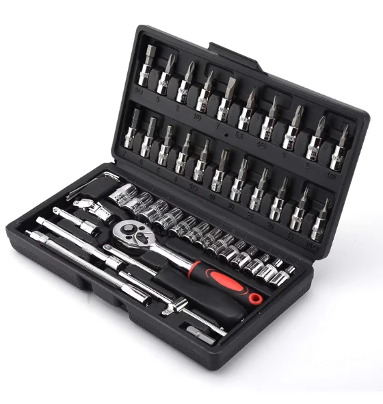 Socket Wrench Set Metric Tool Kit with Wrench Handle Chrome Vanadium Ratchet Screwdriver Socket Set for Car Motorcycle Repair